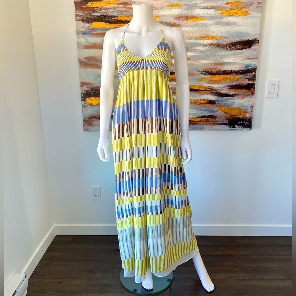 MASSIMO DUTTI Silk Halter Maxi Dress